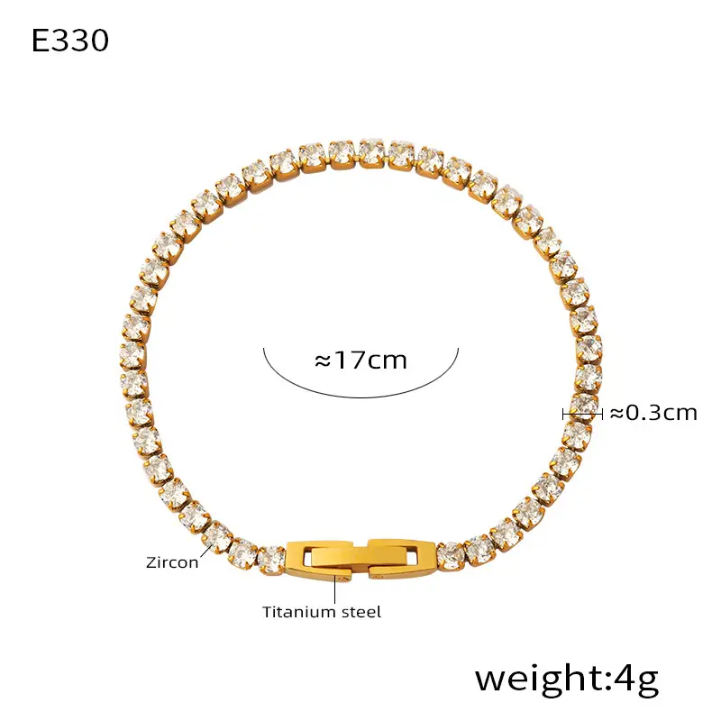 Personality Full Color Zircon Design Titanium Steel Bracelet