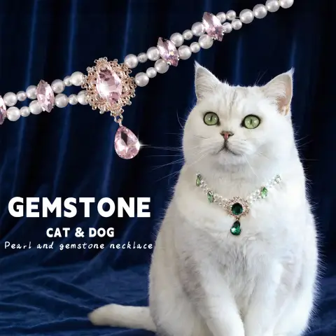 Pet Jewelry Gemstone Crystal Necklace
