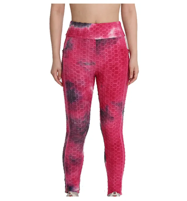 Women's Fashionable Simple Tie dye Bubble Pocket Trousers Rose Red - Shop at LoveMi