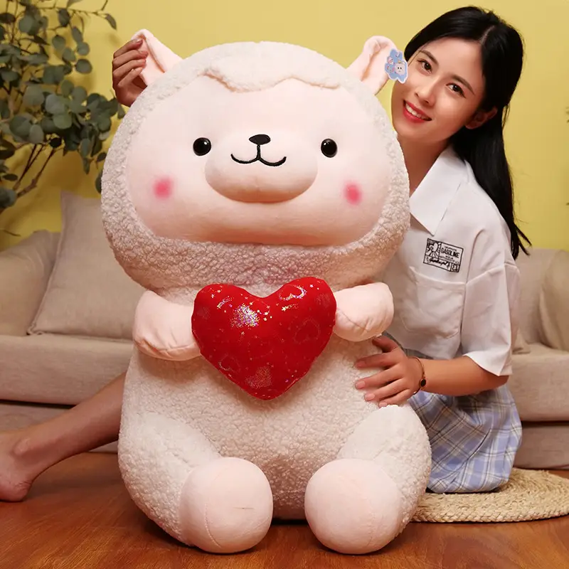 New Heart-hugging Alpaca Plush Toy Cute Sheep Doll Large Pillow Ragdoll Girls' Gifts