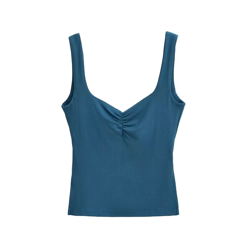 American Hot Girl Chest Pleated Square Collar Camisole