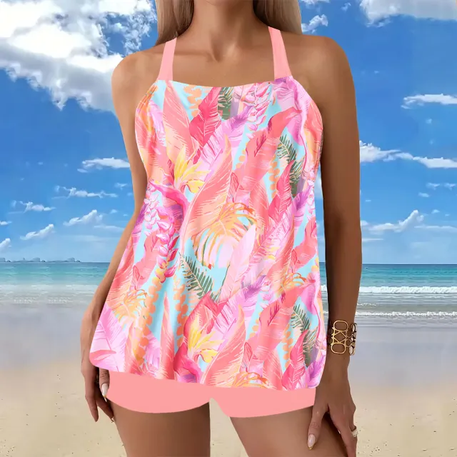 European And American Split Printed Sexy Bikini Swimsuit Women Pink - Shop at LoveMi