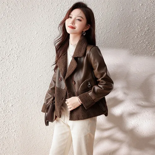 Fur Coat Winter Loose Plus Size Jacket For Women Khaki - Shop at LoveMi