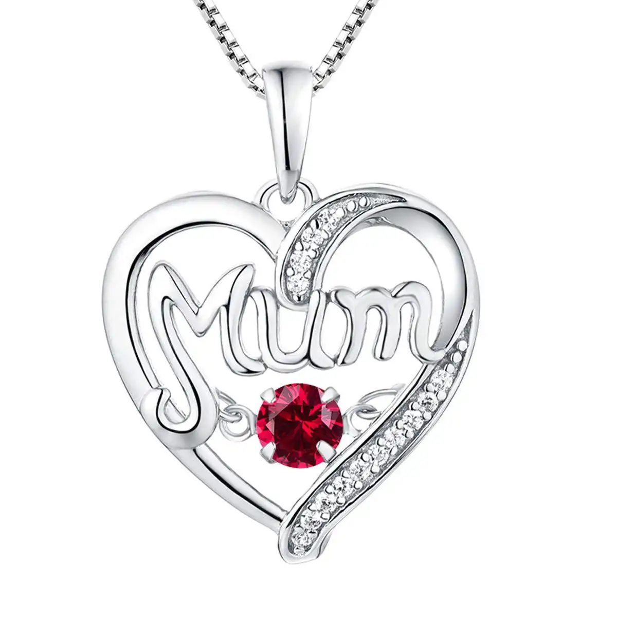 S925 Silver Pulsatile Heart MoM Necklace Mother's Day Gift Birthstones Smart Pendant