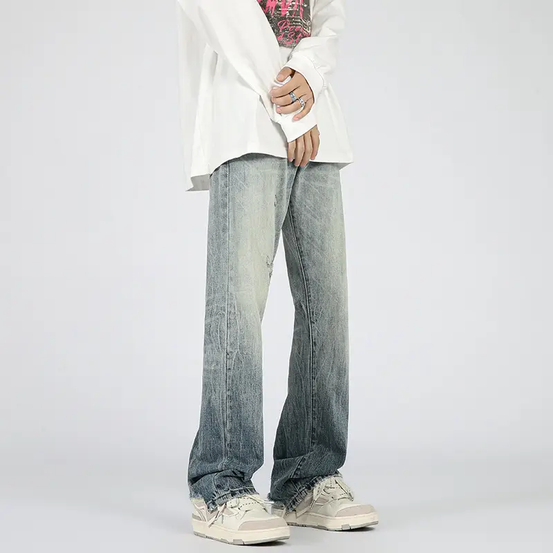 Men's American Water Washed Hole Bootcut Trousers