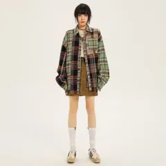 Women's Casual Retro Plaid Shirt - Picture Colour-2Xl - View 1