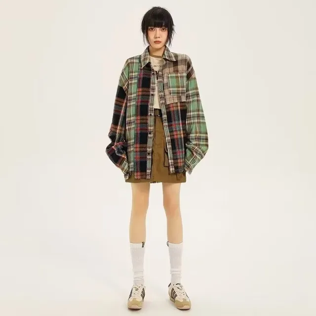 Women's Casual Retro Plaid Shirt Picture Color 5Xl - Shop at LoveMi