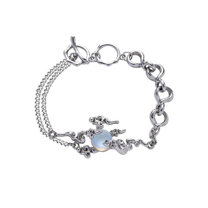 Frosted Moonstone Xiangyun Pearl Necklace