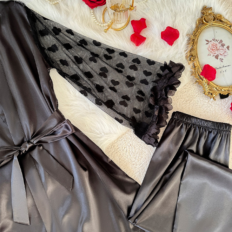 Flared-sleeve Set Viscose Sleepwear With Long Pantsperfect For Lounging At Home Or Wearing Outside