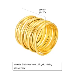 Stainless Steel Multi-loop Multi-layer Ring - Gold - View 1