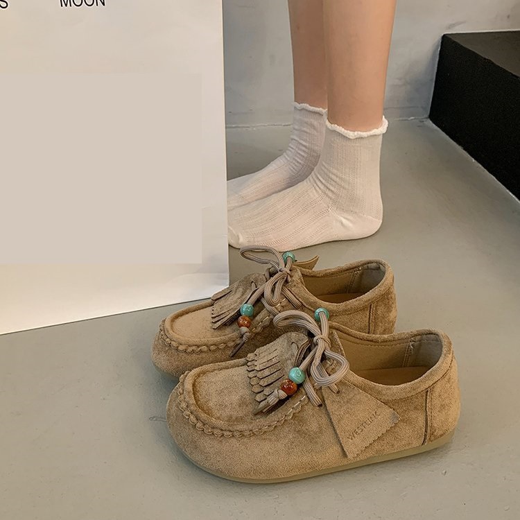 Suede Lace-Up Flats, picture 3 of 4