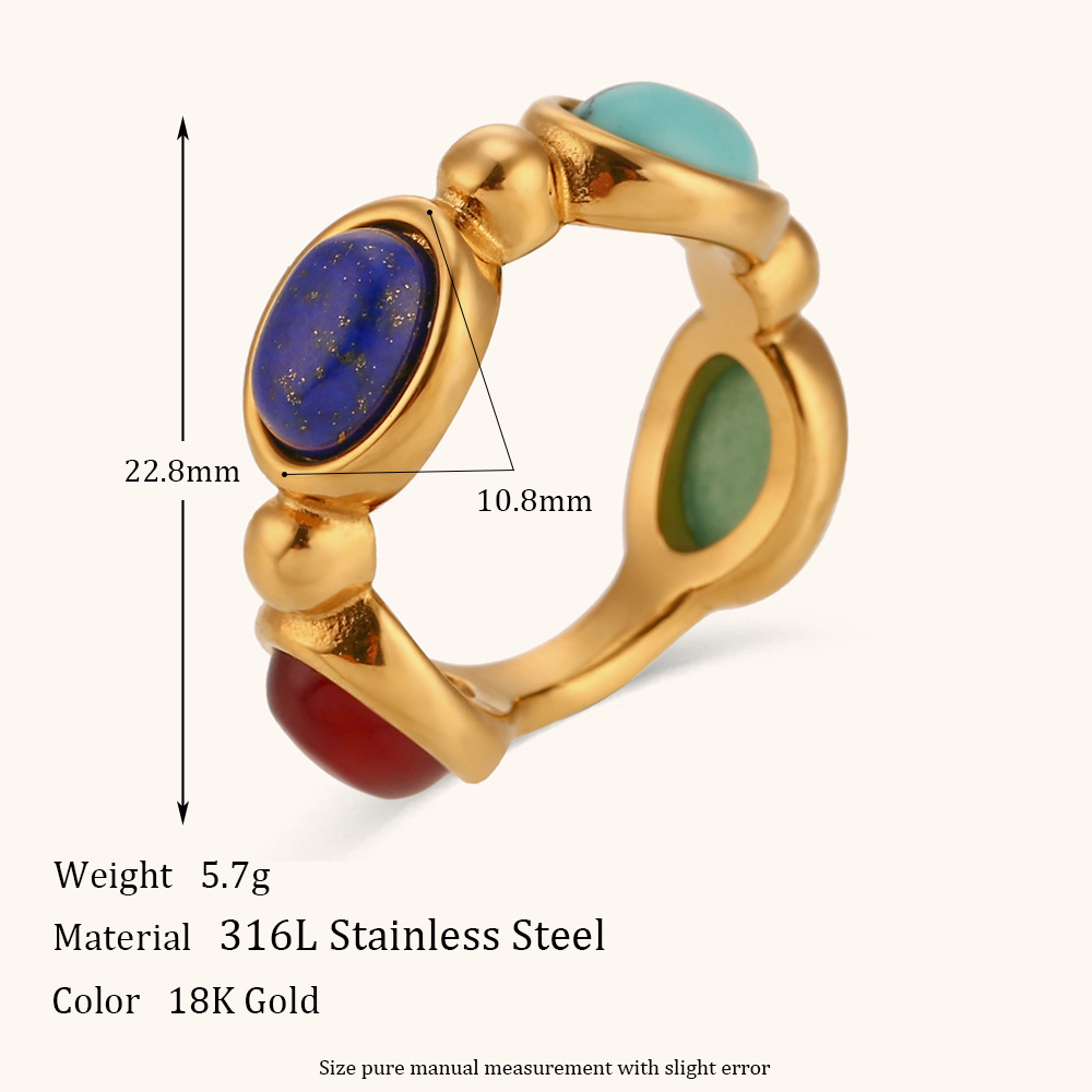 Colorful Oil Necklace Stainless Steel Gold-plated Ring