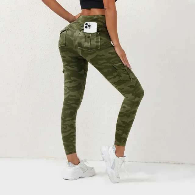 Digital Camouflage Button Multi pocket Sexy Comfortable Sports Camouflage Green - Shop at LoveMi