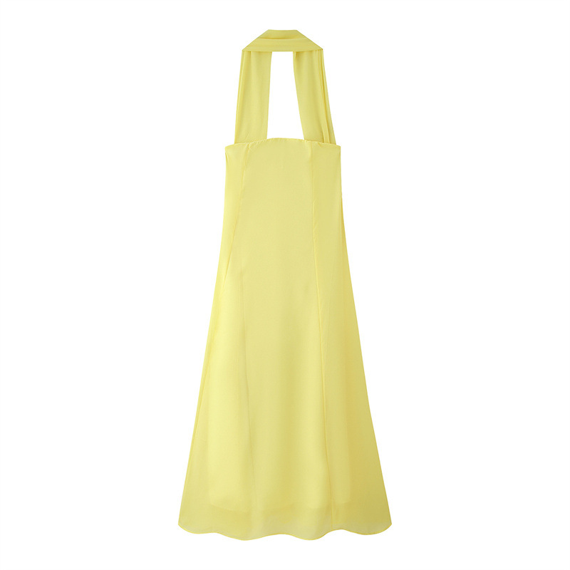 Scarf Collar Tube Top Chiffon Halter Dress