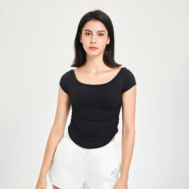 Women's Workout Clothes Tight Quick Drying Clothes Short Sleeve Feeling Yoga Clothing Top Black - Shop at LoveMi