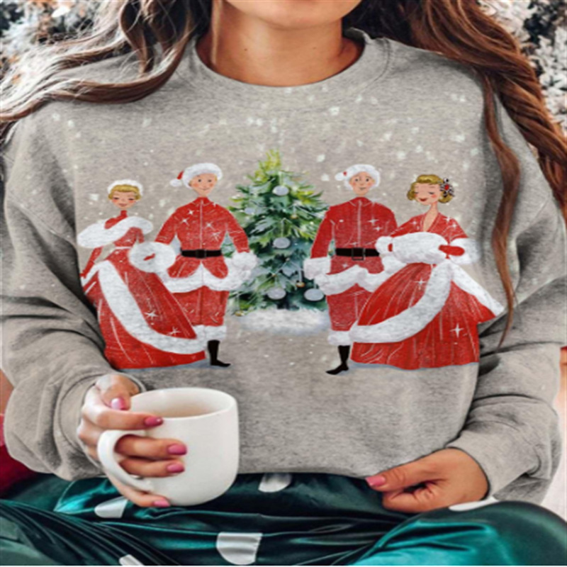 Christmas Snowman Christmas Loose Round Neck Casual Long Sleeve Sweatshirt Santa Claus A 5 - Shop at LoveMi