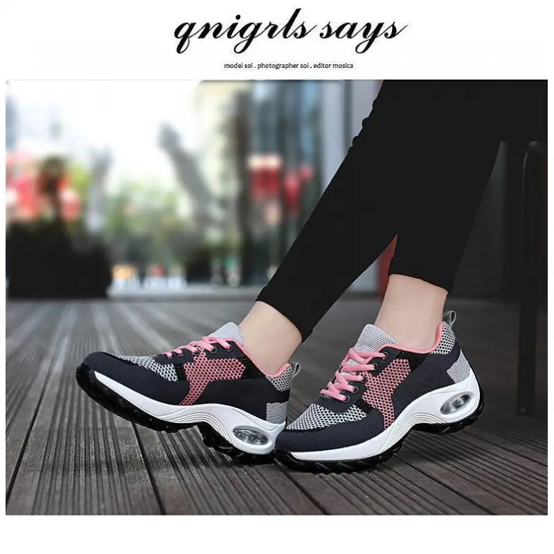 Womens Air-Cushioned Colorblock Flyknit Mesh Breathable Shoes