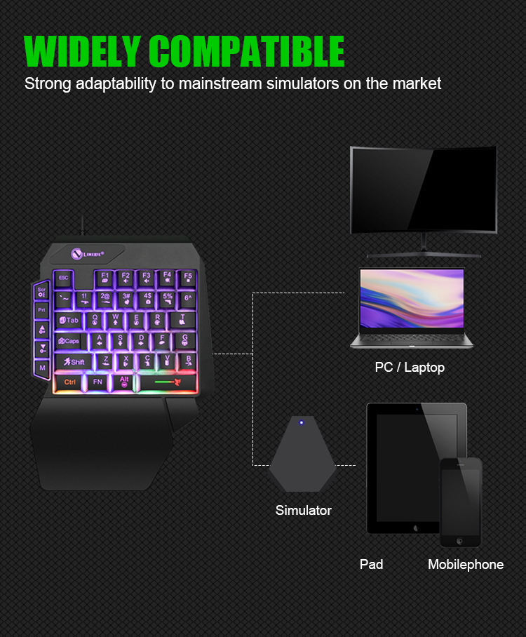 Title 2, Luminous Gaming Mechanical Keyboard Mouse Conve...