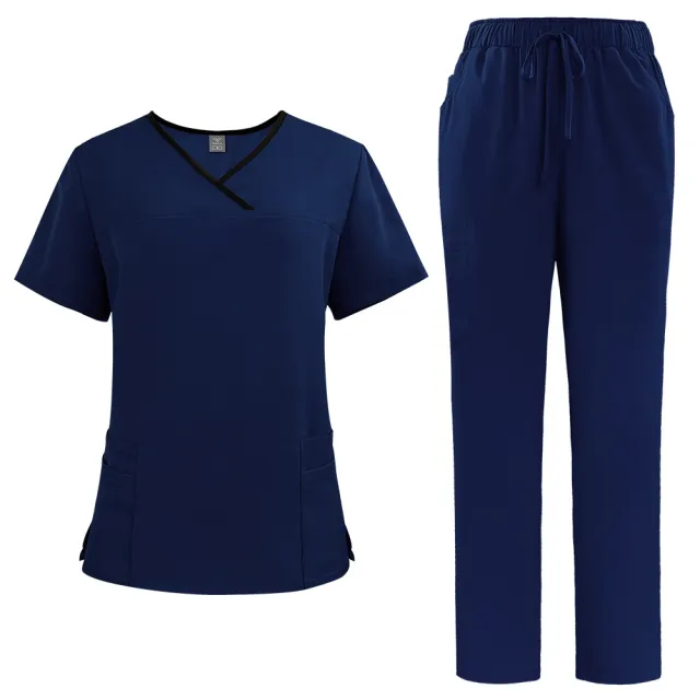 Export Hand Washing Suit Split Suit Short Sleeve Uniform Dark Blue - Shop at LoveMi