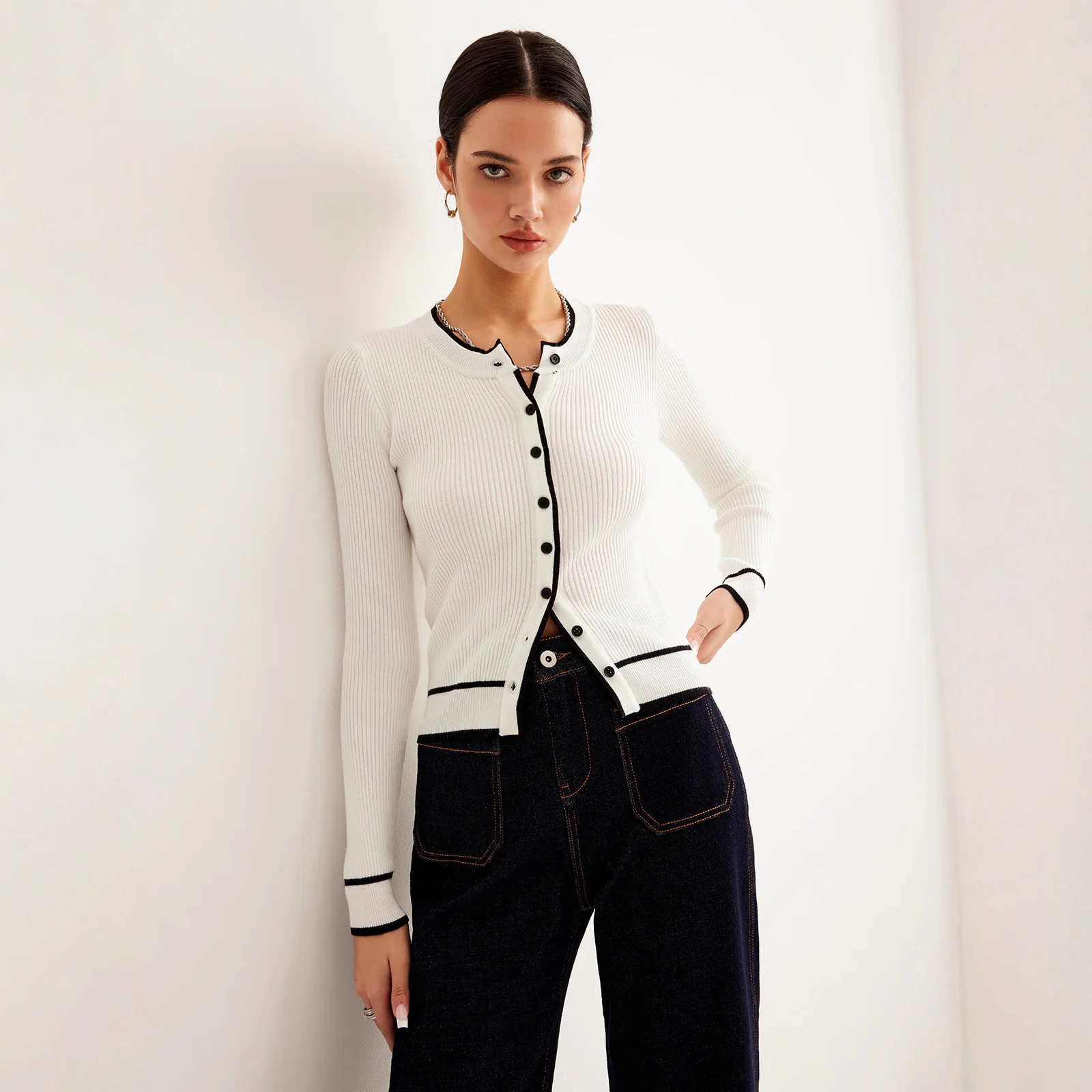 Women’s Contrast Trim Ribbed Knit Cardigan – Slim Fit Long Sleeve Sweater | Luxe Clothing Women’s Contrast Trim Ribbed Knit Cardigan – Slim Fit Long Sleeve Sweater ed863bea 867c 4bda 893e 85c0ed444d8d