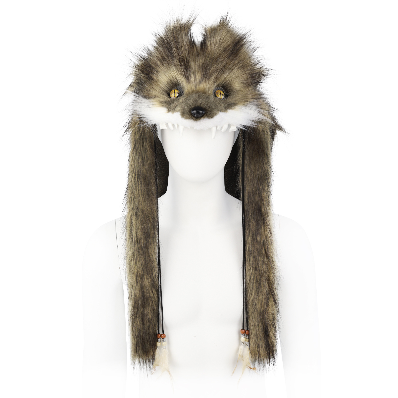 Faux Fur Wolf Head Hat, picture 5 of 5
