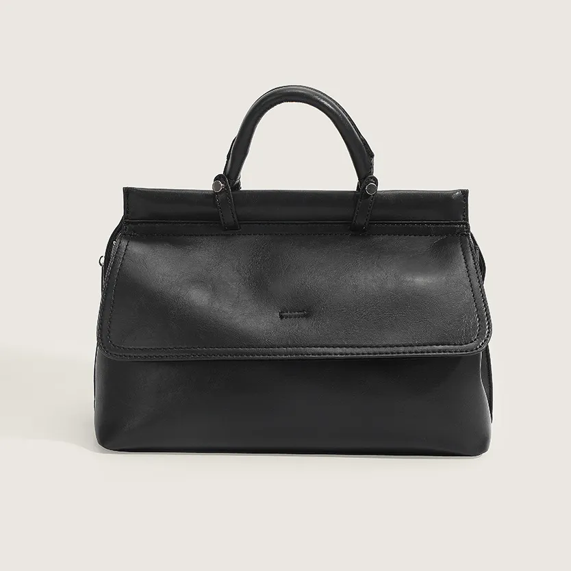 Fashion European And American Style Retro Shoulder Messenger Tote Bag - Black
