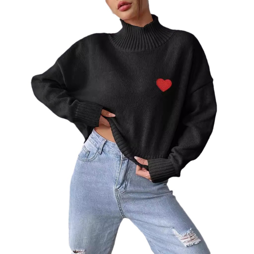 European And American Women's Clothing Turtleneck Pullover Loose