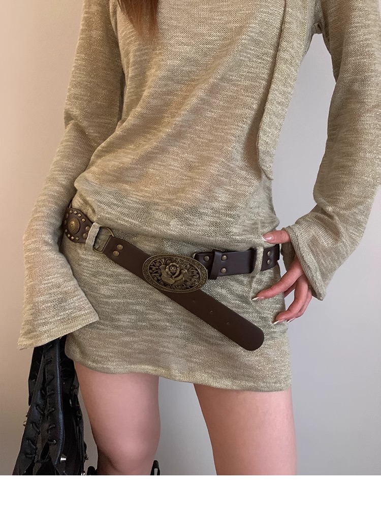 Vintage Style Boho Belt with Flower Design