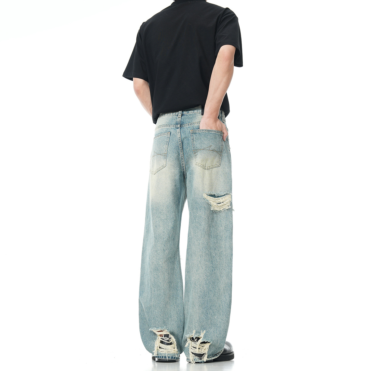 American Retro Cut Ripped Jeans