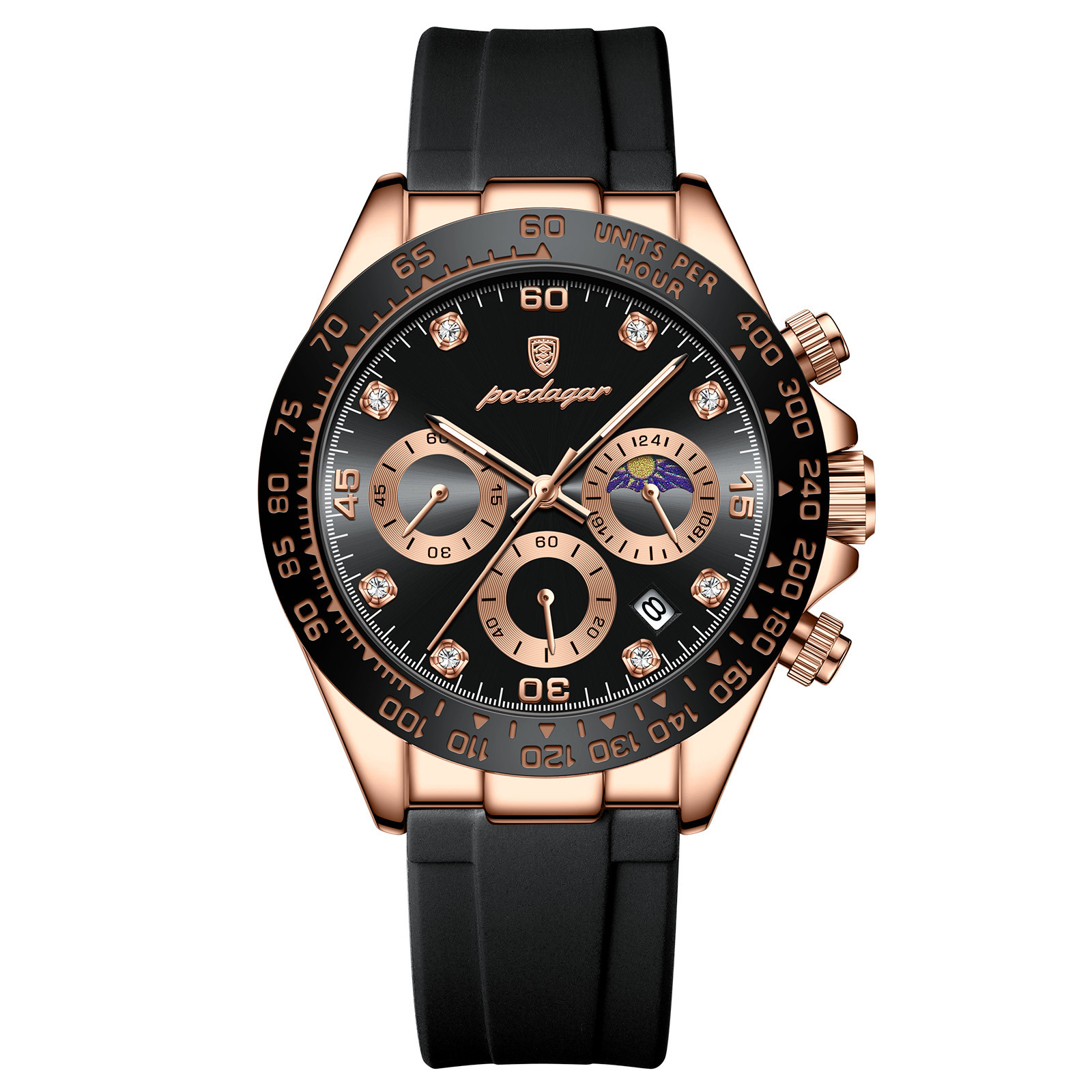 41mm Full Chronograph Wasserdicht Silikonband Herrenuhr - Bild 2 von 6