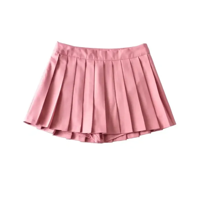 Girl's Pleated Skirt Women's Summer Short Skirt Korean Style High Waist Suit Draping Anti exposure A Line Skirt Rubber Powder Xs - Shop at LoveMi