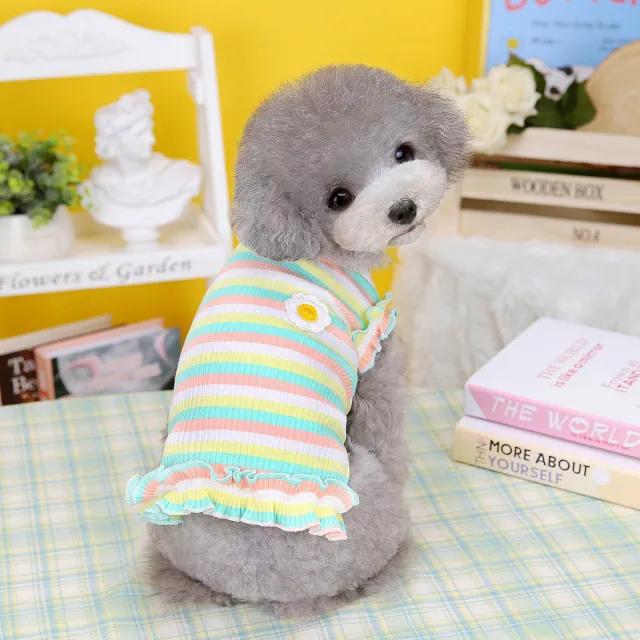Summer Small Dog Casual Pet Clothing Green Stripes - Shop at LoveMi