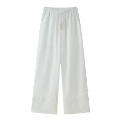 Women's Cotton And Linen Tassel Lace-up Embroidered Shirt Embroidered Trousers - Pants - View 1