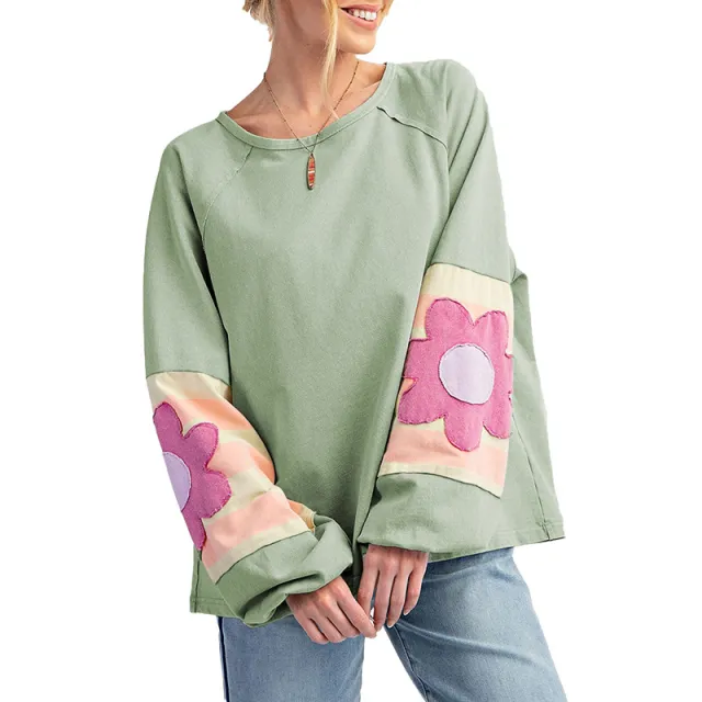 New Loose fitting Pullover Round neck Sweater For Women Green - Shop at LoveMi
