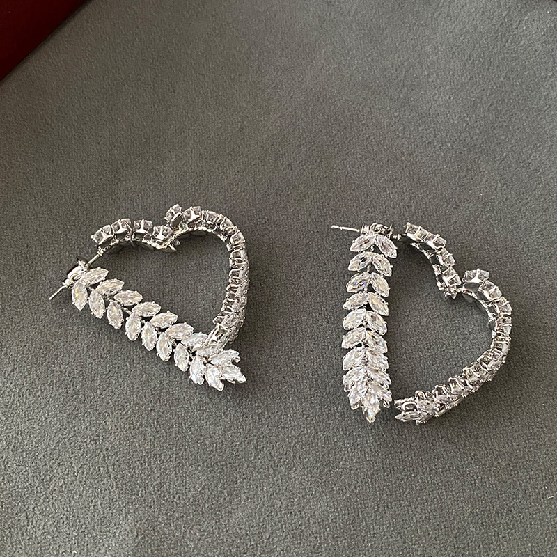 Heart-shaped Zircon Ear Studs Wheat Earrings