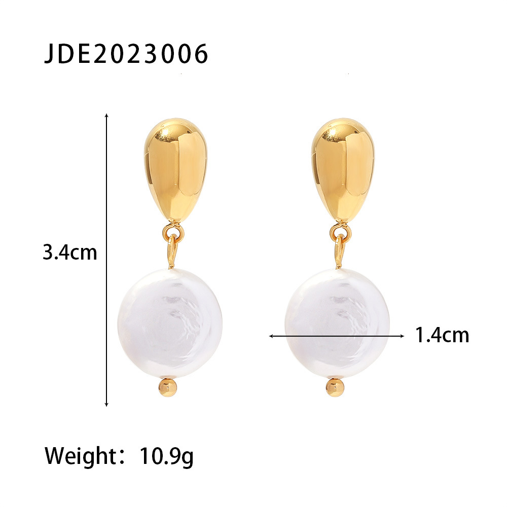 French Retro Fresh Water Pearl Women's Senior Niche 18K Gold Zircon Stud Earrings