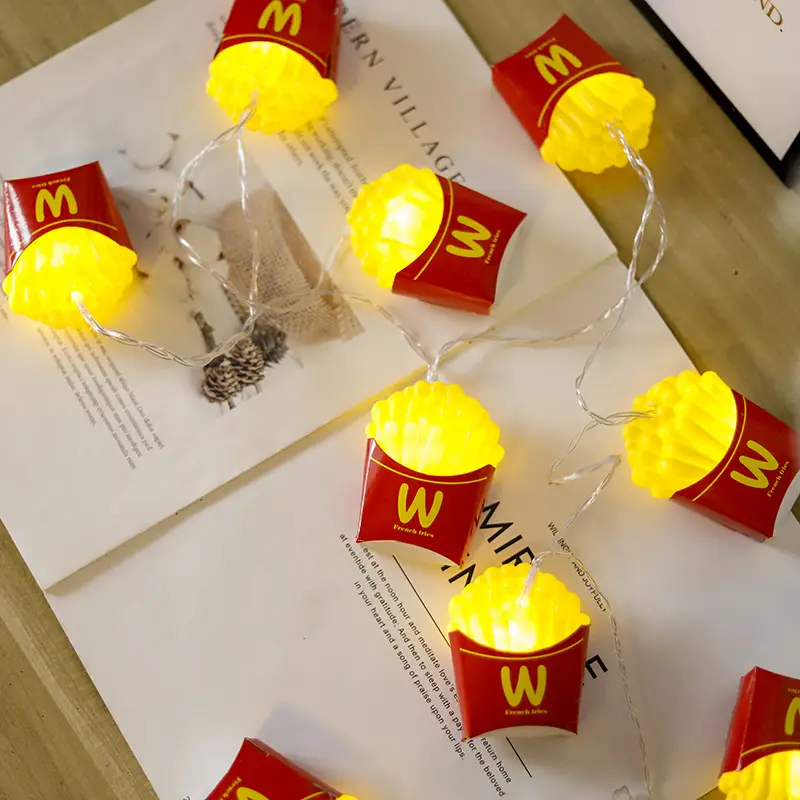 Led Ice Cream Lighting Chain Hamburger Fries Decorative Light