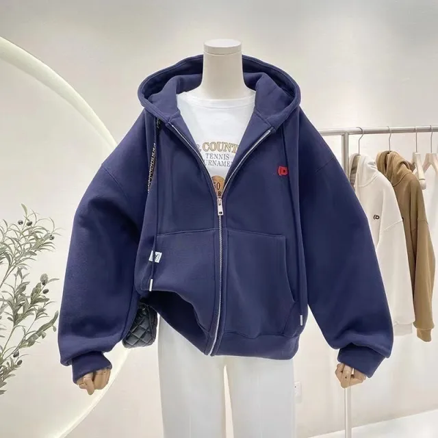 Women's Hooded Sweater Autumn And Winter Simplicity Navy - Shop at LoveMi