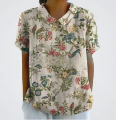Digital Printing Loose Casual Women's T-shirt Polo Shirt - 11Style-3Xl - View 1
