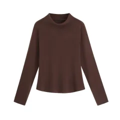Plus Size Women's Thickened Multi-color Turtleneck Bottoming Shirt - Brown - View 1