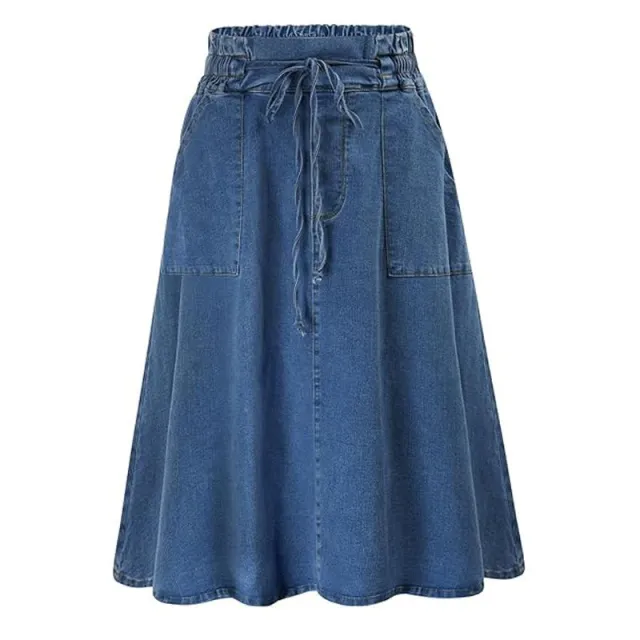 Waist Belt Slip in Casual Denim Skirt Blue - Shop at LoveMi