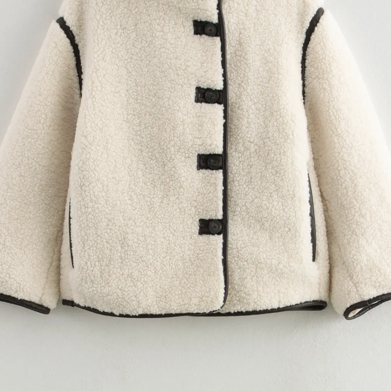 Winter New Stand Collar Contrast Color Button Loose And Warm Coat For Women