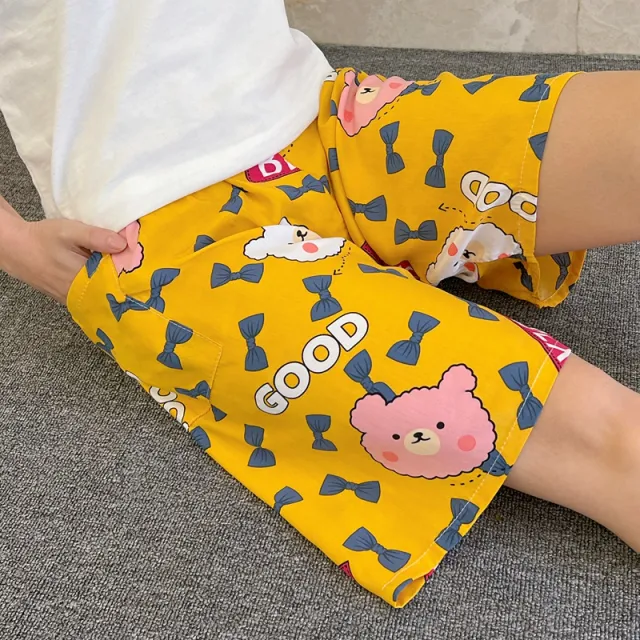 Summer Women's Pajama Pants Cotton Silk Shorts Home Loose Yellow - Shop at LoveMi