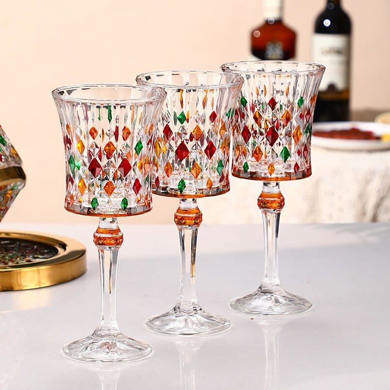 Title 6, Crystal Glass Red Wine Goblet Painted