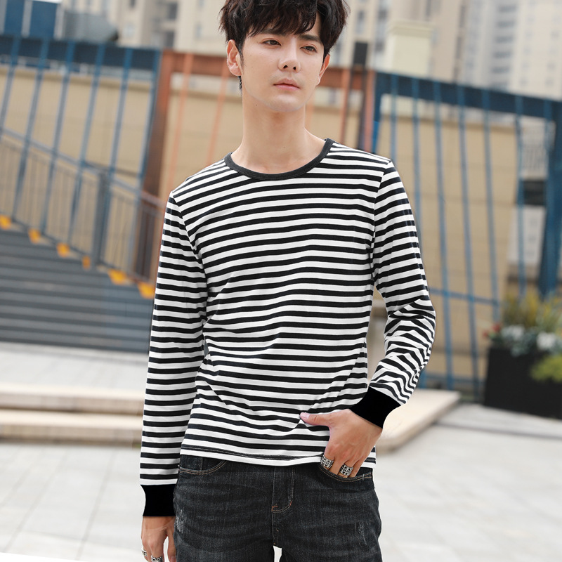 Men's Ribbed-sleeve Striped Sailor Shirt