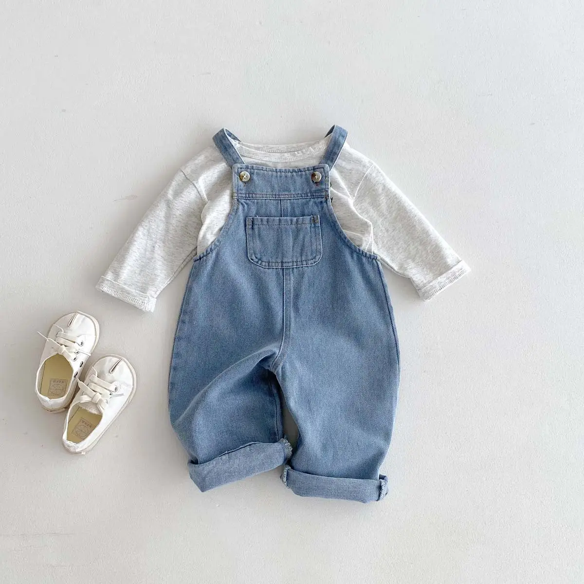 Baby And Toddler Denim Casual Jumpsuit With Straps