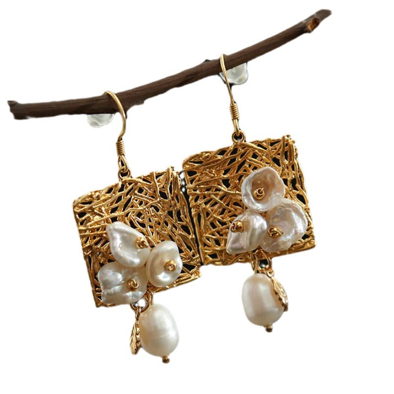 Handmade Creative Natural Water Pearl Earrings