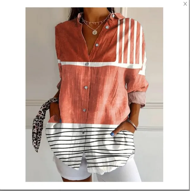 Women's 3D Digital Printing Fashion European And American Style Lapel Long Sleeve Shirt Nccs01X1134 5Xl - Shop at LoveMi