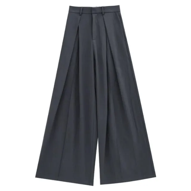 Autumn High Waist Casual Wide Leg Pants Dark Gray - Shop at LoveMi