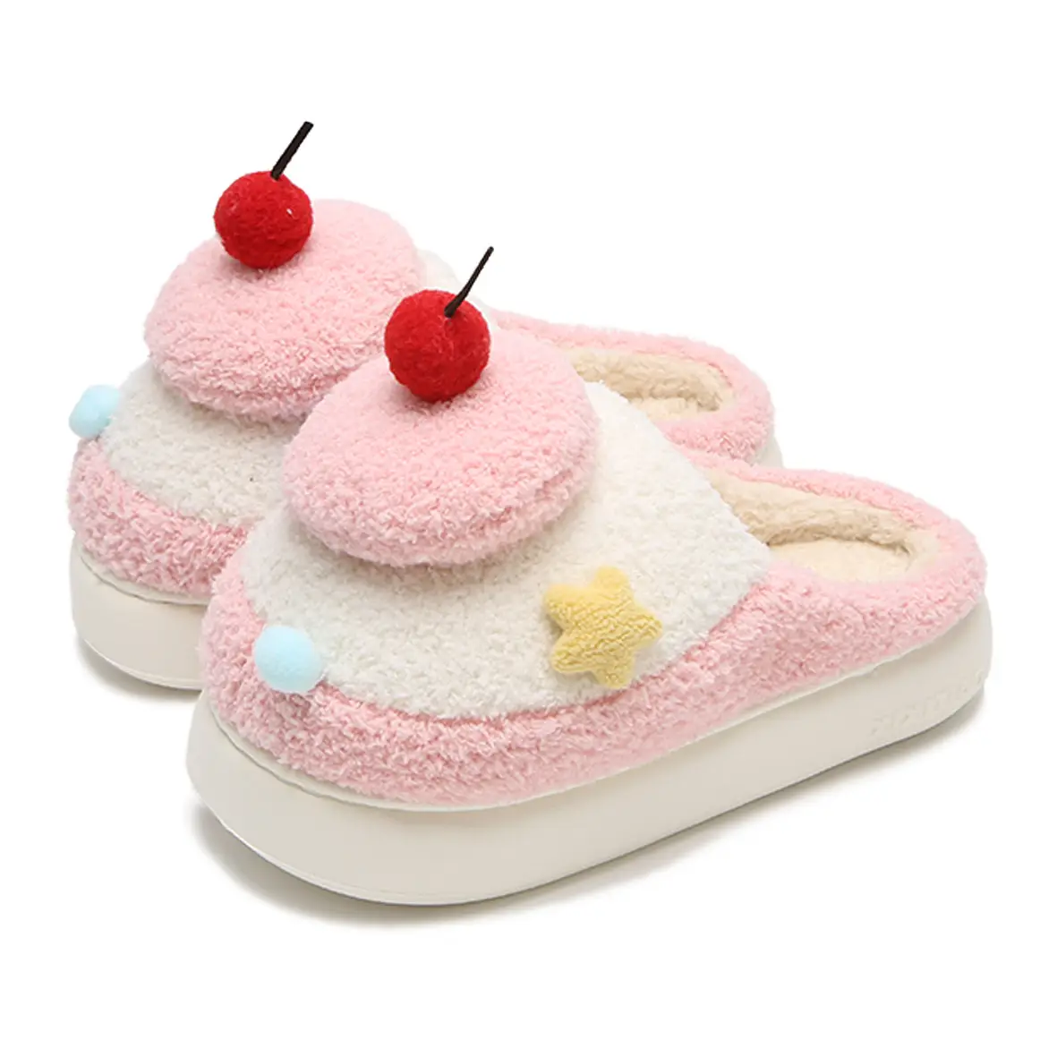 Warm Sweet Cherry Cake Lady Fluffy Shoes